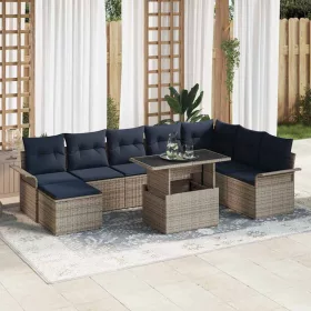  Kerti Kanapé Szett párnával 9 pcs Szürke polirattan