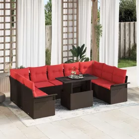  Kerti Kanapé Szett párnával 10 pcs Barna Poli rattan