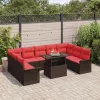  Kerti Kanapé Szett párnával 10 pcs Barna Poli rattan