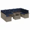  Kerti Kanapé Szett párnával 10 pcs Szürke Poli rattan