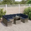  Kerti Kanapé Szett párnával 10 pcs Szürke Poli rattan