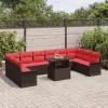  Kerti Kanapé Szett párnával 11 pcs Barna Poli rattan