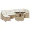  8 részes kerti kanapé szett párnákkal Bézs Poli Rattan