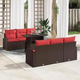  Kerti Kanapé Szett párnával 7 pcs Barna Poli rattan