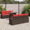  Kerti Kanapé Szett párnával 7 pcs Barna Poli rattan