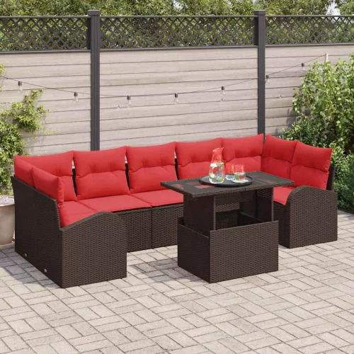  Kerti Kanapé Szett tárolóval 8 pcs Barna polirattan