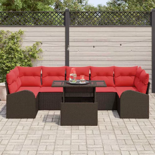  Kerti Kanapé Szett tárolóval 8 pcs Barna polirattan