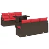  Kerti Kanapé Szett tárolóval 7 pcs Barna és Piros polirattan