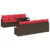  Kerti Kanapé Szett tárolóval 9 pcs Barna és Piros polirattan