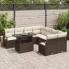 9 Darabos Kert Kanapé Készlet Párnákkal Barna Poli Rattan