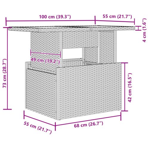  5 darabos Kerti Kanapészett párnákkal, Fekete Poli Rattan Akáciával