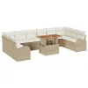  11 részes kerti étkező szett párnákkal bézs poli rattan akácia