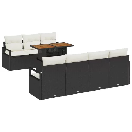  Kerti Kanapé Szett párnával 8 pcs Fekete, Krém 100 x 55 x 73 cm
