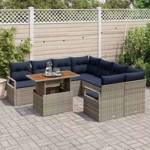  Kert étkező szett párnával 9 pcs Szürke és Tengerész Kék