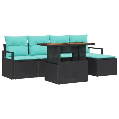  Kert étkező szett párnával 6 pcs Fekete és Kékeszöld