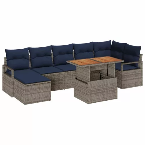  Kert étkező szett párnával 8 pcs Szürke és Tengerész Kék