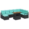  Kert étkező szett párnával 9 pcs Fekete és Kékeszöld