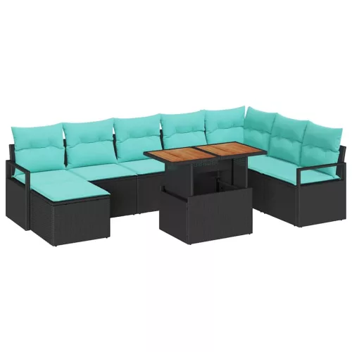  Kert étkező szett párnával 9 pcs Fekete és Kékeszöld