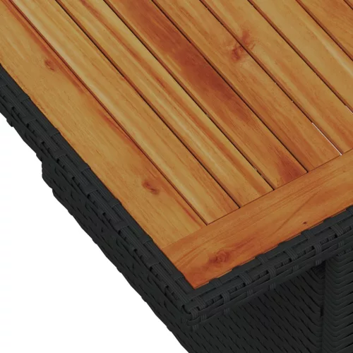  5 részes kültéri étkező szett párnákkal fekete polyrattan akáccal