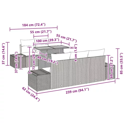  Kert étkező szett párnával 6 pcs Beige és krém