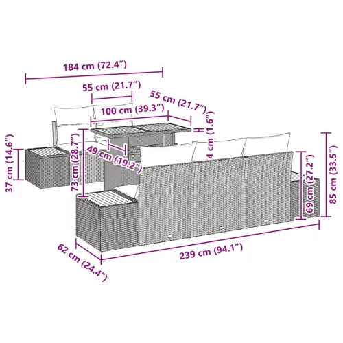  Kert étkező szett párnával 6 pcs Beige és krém