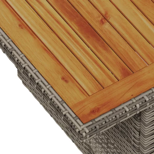  7 darabos kertbütor készlet párnákkal, szürke poly rattan, akácia