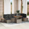  8 részes kertibútor készlet párnákkal, szürke polyrattan acacia