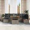  8 részes kertibútor készlet párnákkal, szürke polyrattan acacia