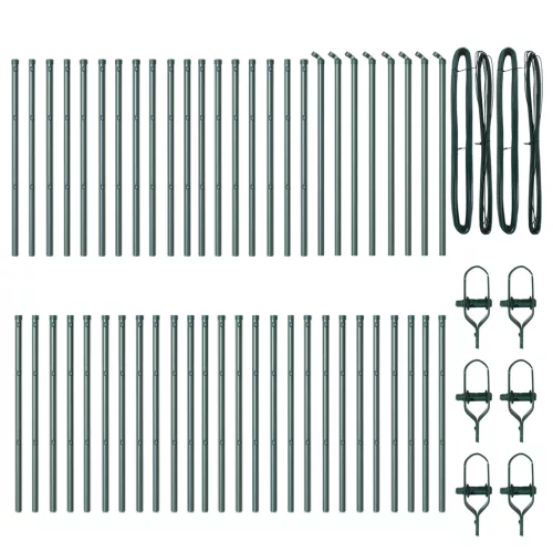  Kerítésoszlopok 52 db Zöld Ø32 mm 100 cm Horganyzott Acél