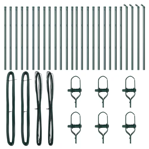  Kerítésoszlopok 26 db Zöld Ø32 mm 120 cm Horganyzott Acél