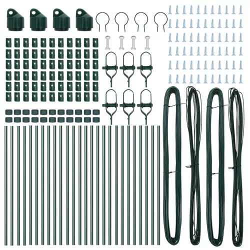 Kerítésoszlopok 26 db Zöld Ø32 mm 120 cm Horganyzott Acél