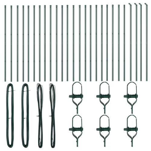  Kerítésoszlopok 26 db Zöld Ø32 mm 170 cm Horganyzott acél