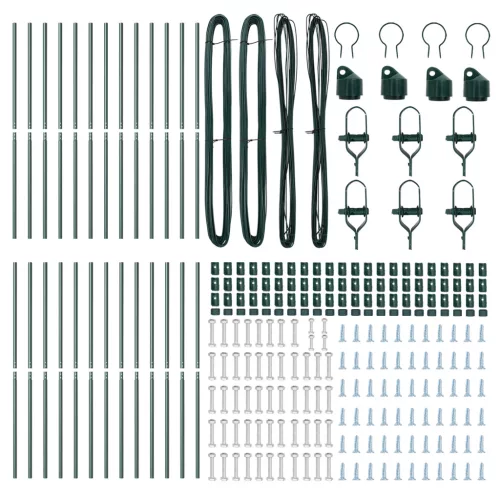  Kerítésoszlopok 26 db Zöld Ø32 mm 210 cm Galvanizált Acél