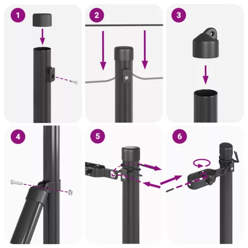  Kerítésoszlopok 26 db Szürke Ø32 mm 100 cm Horganyzott Acél