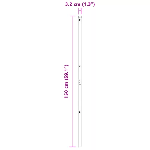  Kerítésoszlopok 26 db Szürke Ø32 mm 150 cm Horganyzott Acél