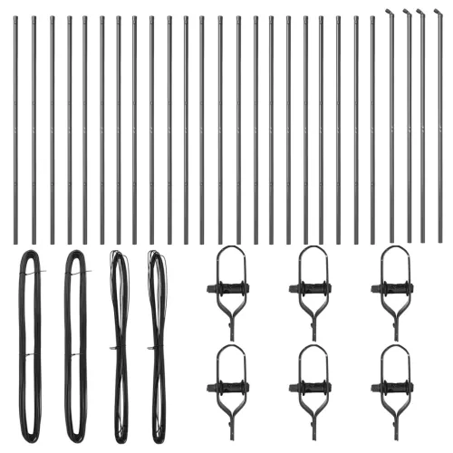  Kerítésoszlopok 26 db Szürke Ø32 mm 200 cm Horganyzott Acél