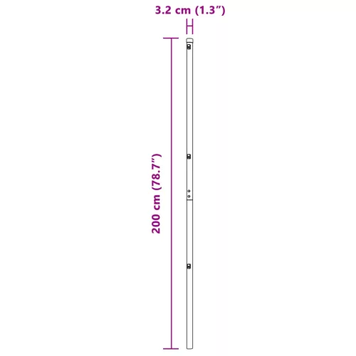  Kerítésoszlopok 26 db Szürke Ø32 mm 200 cm Horganyzott Acél