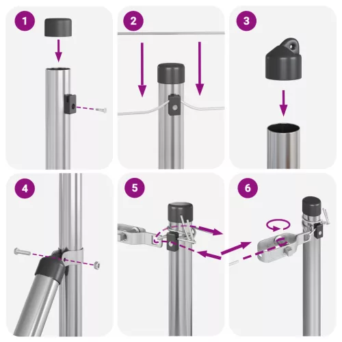  Fence Posts 52 db Ø32 mm 80 cm Horganyzott Acél