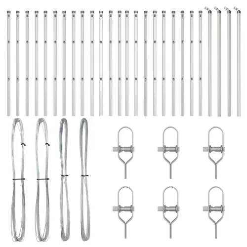  Kerítésoszlopok 26 db Ø32 mm 120 cm Galvanizált Acél