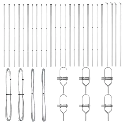  Kerítésoszlopok 26 db Ø32 mm 200 cm Horganyzott Acél