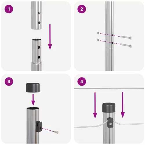  Kerítésoszlopok 26 db Ø32 mm 200 cm Horganyzott Acél