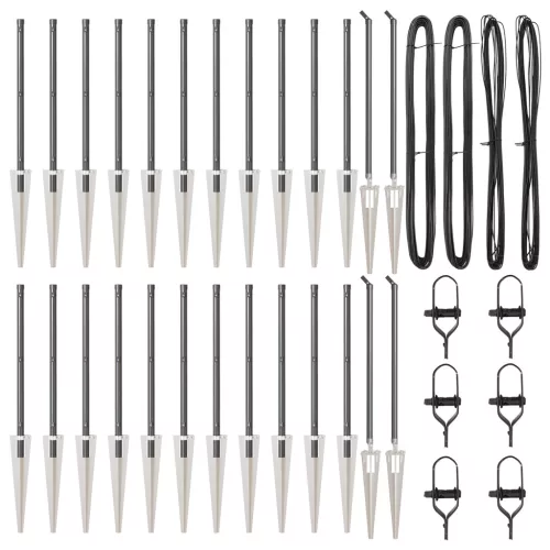  Kerítésoszlopok Cövekkel 26 db Ø32 mm 120 cm Horganyzott Acél