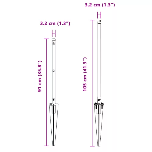  Kerítéselemek Cövekekkel 52 db Ø32 mm 60 cm Horganyzott Acél