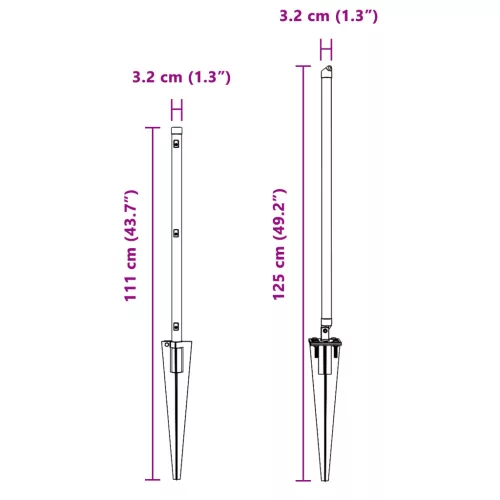  Spikesz oszlopok 26 db Ø32 mm 80 cm Horganyzott acél