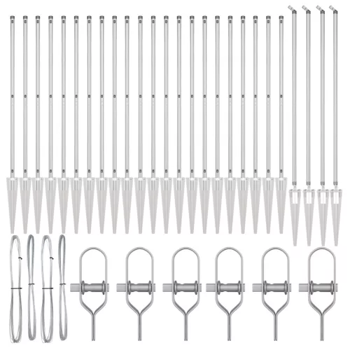  Fémoszlopok Cövekekkel 26 db Ø32 mm 170 cm Galvanizált Acél