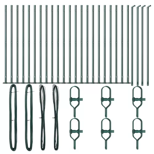  Kerti Kerítésoszlopok Talapzattal 26 db Ø32mm 70cm Horganyzott Acél