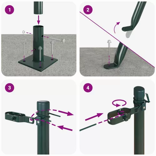  Kerítésoszlopok Alaplapokkal 52 db Ø32mm 70cm Galvanizált Acél