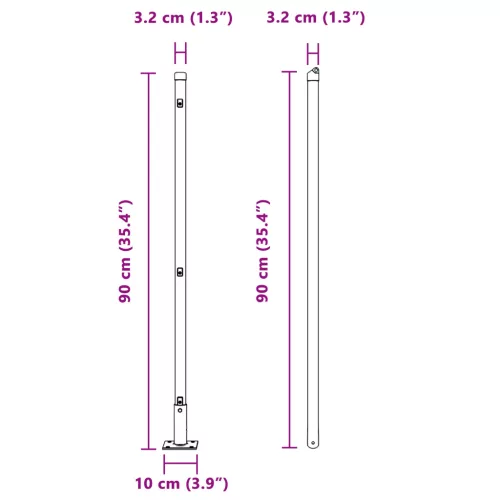  Kerítésoszlopok Alaplemezekkel 26 db Ø32mm 90cm Galvanizált Acél