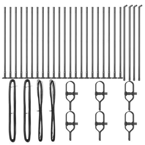  Kertkerítés Oszlopok Alaplappal 26 db Ø32mm 70cm Horganyzott Acél