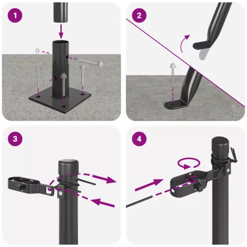  Kerítésoszlopok alaplemezekkel 26 db Ø32mm 68.5cm horganyzott acél
